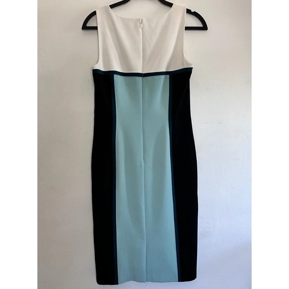 WHBM Colorblock Sheath Midi Dress 4 Sleeveless Timeless Retro 60's Mod Cocktail